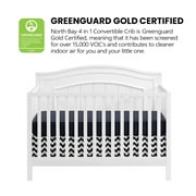 Oxford Baby North Bay 4-in-1 Convertible Crib, Snow White, GREENGUARD Gold Certified, Wooden Crib