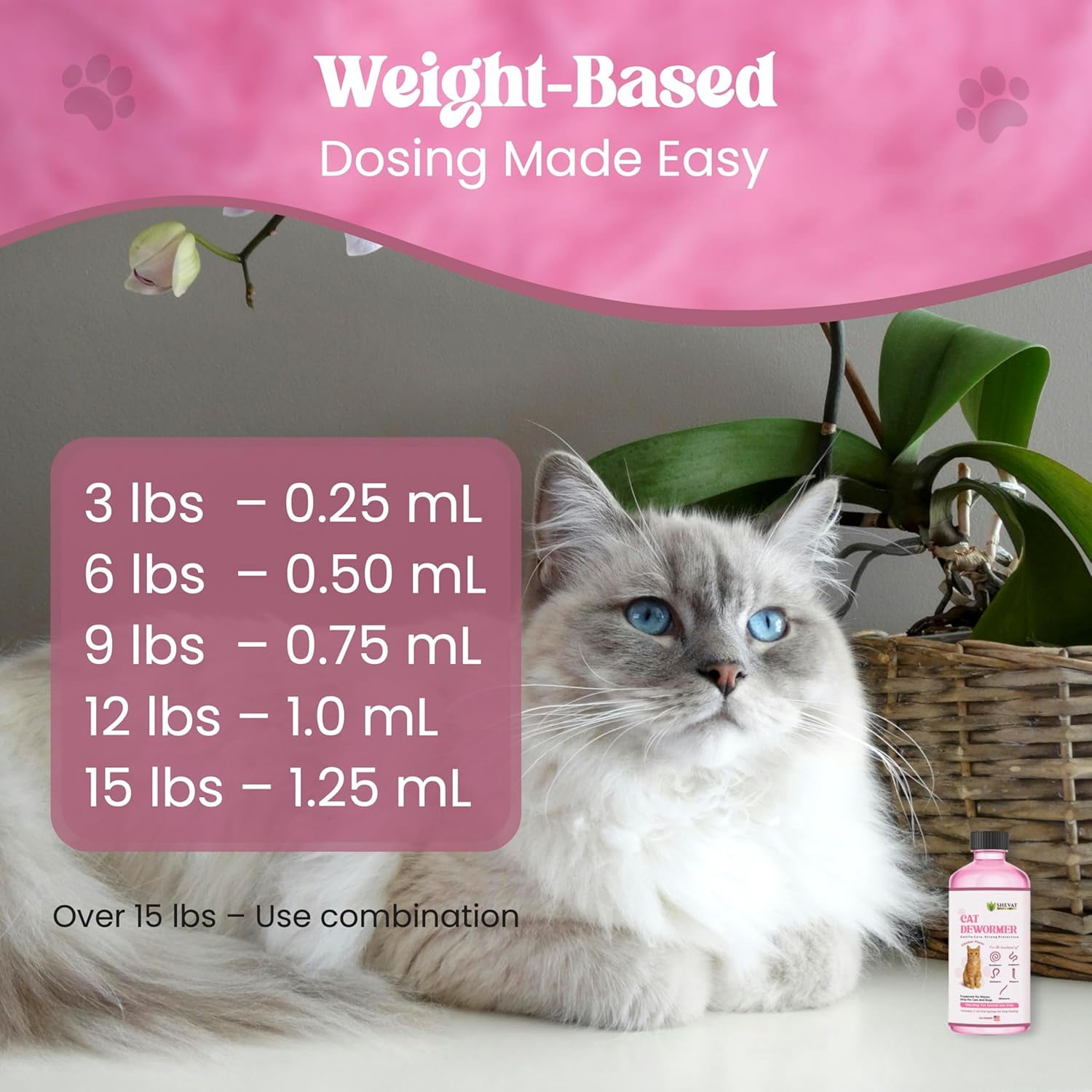 Dewormer for Cats Liquid – Chicken Flavor Cat Dewormer for Cats & Kittens – Oral Formula with Syringe – Tapeworm Care Support – 2 oz (60 ml)