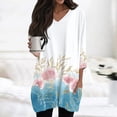 thumbnail image 2 of WTOBBY Women's Fashion Casual Retro Floral Print V-Neck Mid-Length Tunic Tops with Pockets, 3/4 Sleeve Blouses, Comfortable and Functional Shirt,White XL, 2 of 5
