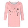 thumbnail image 3 of Tops de Cuello Redondo para las Mujeres Moda Impresa 3/4 Mangas Blusa Casual Top, Estante de Imitación, 3 of 5