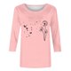 thumbnail image 4 of Tops de Cuello Redondo para las Mujeres Moda Impresa 3/4 Mangas Blusa Casual Top, Estante de Imitación, 4 of 5