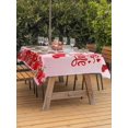 thumbnail image 2 of Outdoor Tablecloth with Umbrella Hole and Zipper, Valentine's Day Rectangle Table Cloth 60x84 Inch Waterproof Tablecloth, Gnomes Love Tree Branches Roses Pink Picnic Table Cover for Patio Camping, 2 of 7