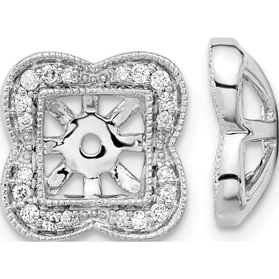 14K White Gold Diamond Earring Jackets (11 X 11) Made In India em4023-018-wa