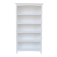 thumbnail image 2 of African Artifacts Shaker Bookcase in White Wood with Butcher Block Detail and Adjustable Shelves, 32"W x 12.3"D x 60"H for Functional Storage, 2 of 12
