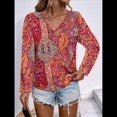 thumbnail image 4 of Blusas Casuales de Larga con Cuello en V y Estampado Bohemio para Mujer 4 Colores Mezclados L, 4 of 7