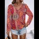 thumbnail image 4 of Blusas Casuales de Larga con Cuello en V y Estampado Bohemio para Mujer 4 Colores Mezclados XL, 4 of 7