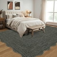 thumbnail image 4 of Garvee 5'x7' Scalloped Rug Farmhouse Braided Print Carpet, Washable Rug Soft Non Slip Low Pile Rug Indoor Neutral Carpet for Living Room Bedroom Dining Room, Gray Brown, 4 of 8