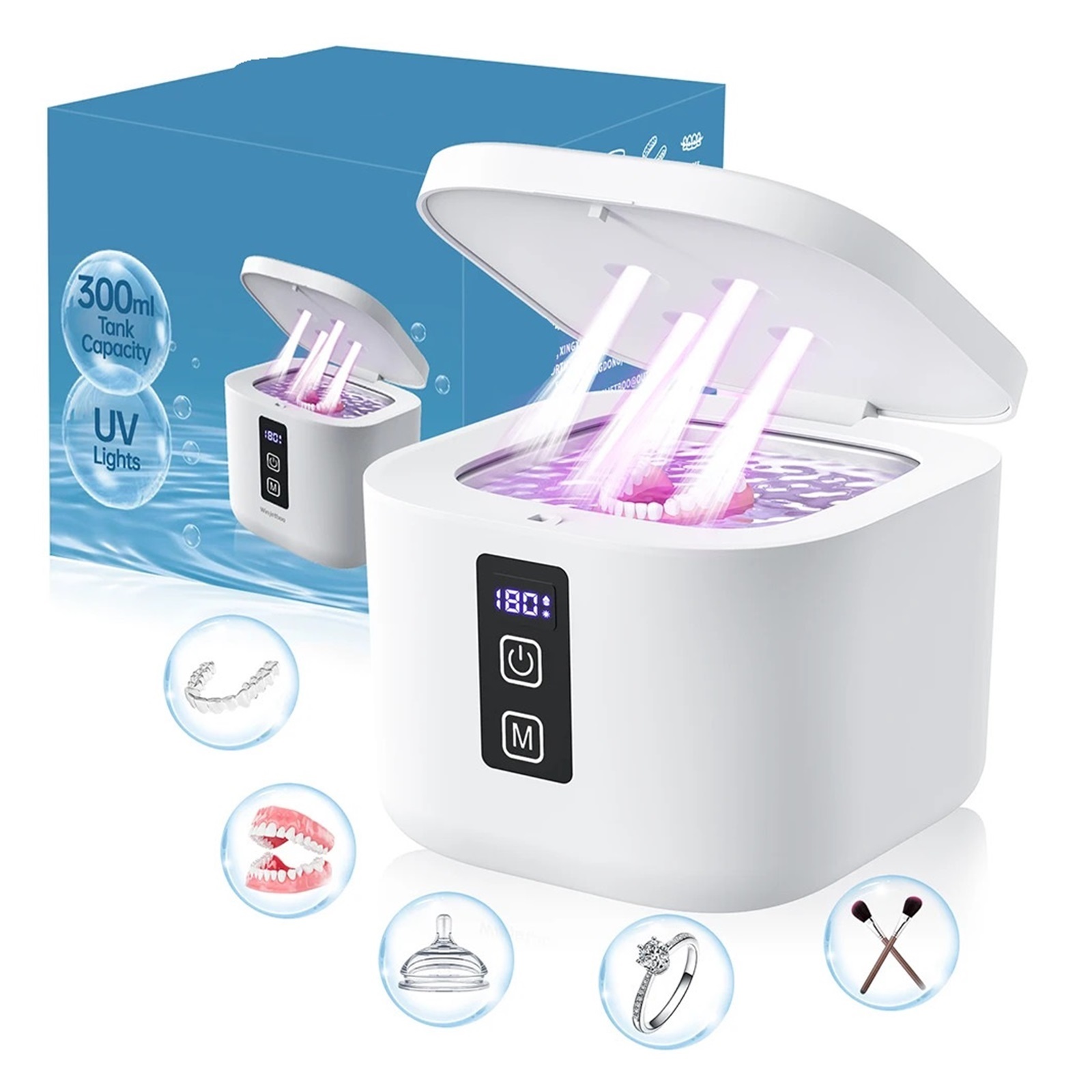 Ultrasonic Jewelry Cleaner Professional Cleaner Kit Portable Clean for Rings Dentures