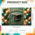 thumbnail image 2 of Gold Star Graduation Banner Green Background Graduation Display Graduation Cap Design Balloon Decor Graduation Backdrop for Graduation Ceremony Grad Party Photo Backdrop, 2 of 9