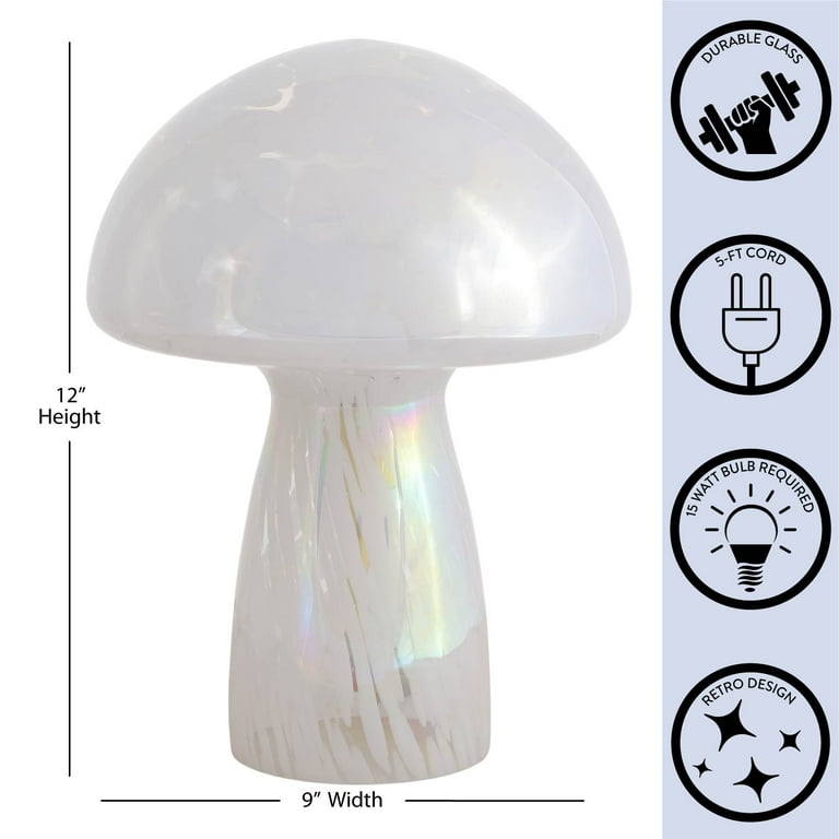 Urban Shop 12 Inch Iridescent Tortoise Glass Mushroom Lamp with