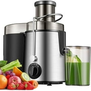 Juicer, Juicer Machine Vegetable and Fruit, Juice Extractor Easy to Clean, Centrifugal Juicer with 3'' Feed Chute, Stainless Steel, 3 Speed, Anti-Drip, Included Brush, 400W, Black