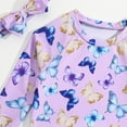 thumbnail image 5 of NIEWTR Girls Swimsuit Fashion Cute Cartoon Print Ruffled Edge Split Beach Swimsuit Swimwear Beach Bathing Suit for Summer Vacation 4-5 Years Purple, 5 of 8
