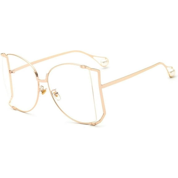 Oversized Pearl Sunglasses Women Half Frame Female Oversized Sun Glasses Women Clear Shade Sunglasses