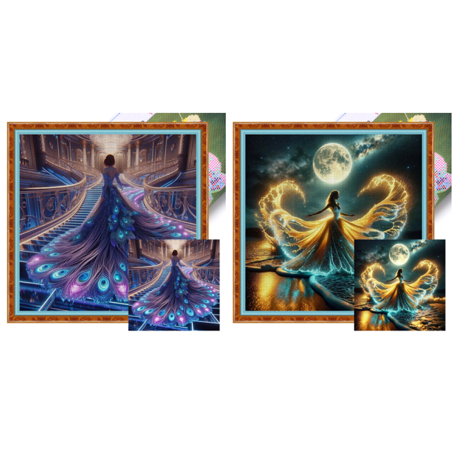 Kit Punto Cruz para Niña Bordado Con Hilo Algodón Ecológico 11CT Arte 50x50cm