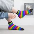 thumbnail image 2 of Rateoe Colorful Glitter Rainbow Pattern Quarter Crew Socks,Toe Seamed Ankle Socks,Cotton Cushioned Breathable Athletic Crew Sports Socks, 2 of 7