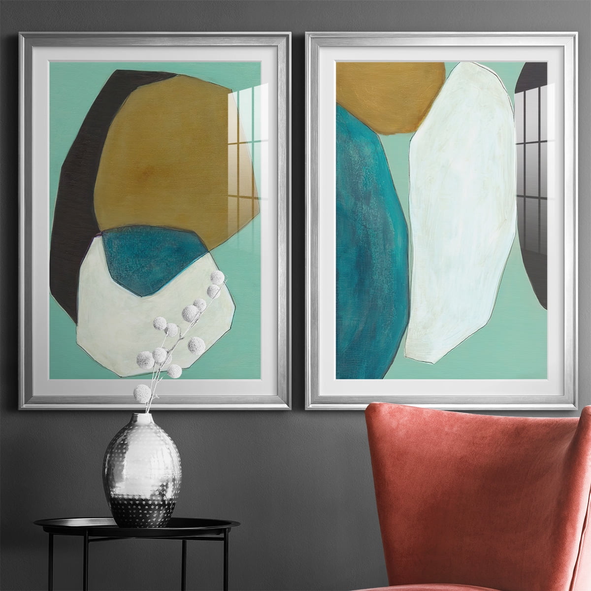 Wexford Home Boulder I Premium Framed Print, 30.5" x 42.5" - Ready to Hang, Silver (Set of 2)
