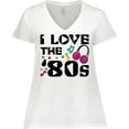 thumbnail image 3 of Inktastic I Love the '80s-musical Notes Women's Plus Size V-Neck T-Shirt, 3 of 5
