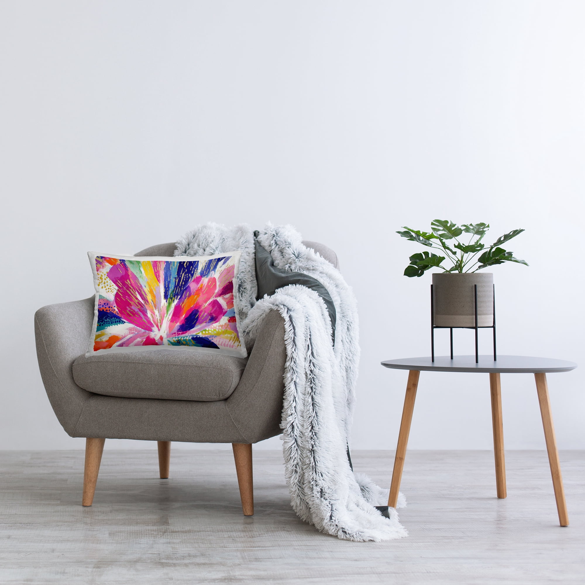 Stupell Industries Flower Burst in Vibrant Tones Decorative Printed Throw Pillow, design by Chromatic Storm Studio, 14 x 7 x 20