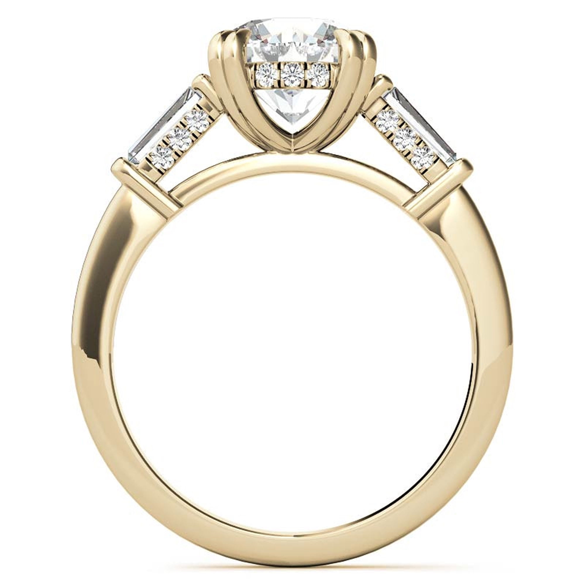 Auory Classic 3 Carat Round Cut Moissanite - Three Stone - Victorian Engagement Ring in 18K yellow Gold Plating over Sterling Silver Ring for Women