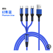 Charging Cable 3-in-1 Mobile Phone Charging Cord braided charging cable Phone Braided Outer Layer USB Cable 2.8A, Silver