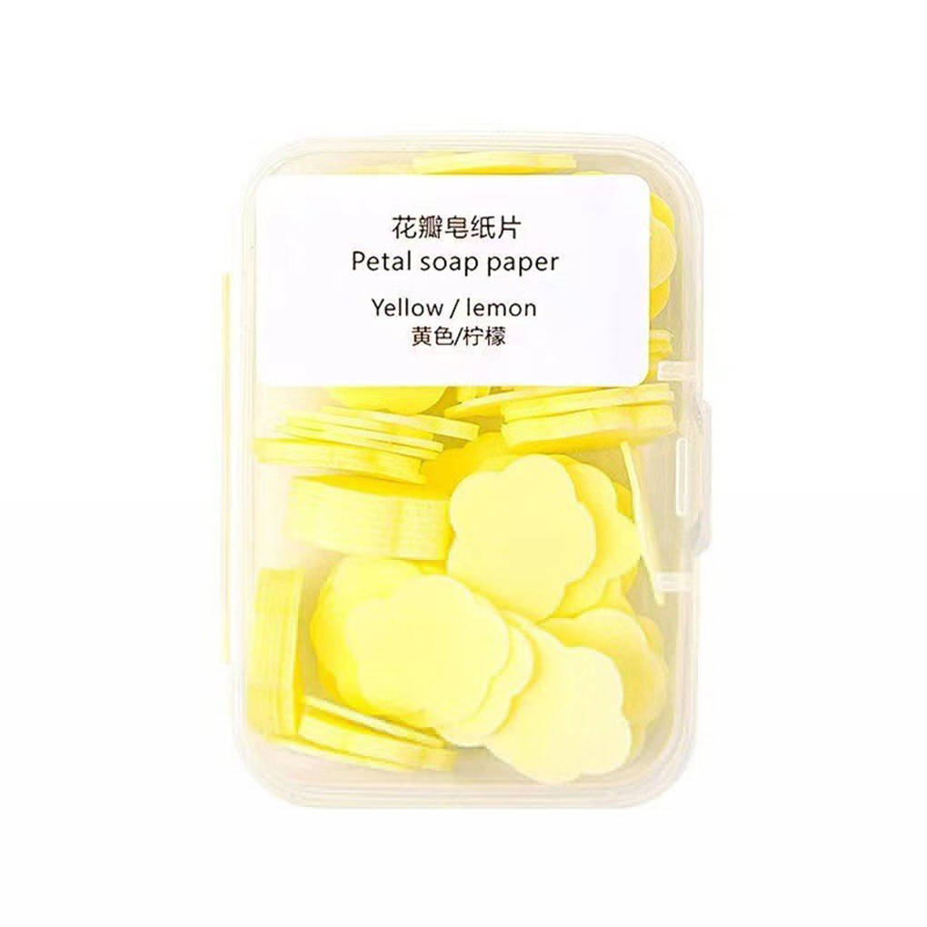 thumbnail image 1 of Toystoory Papel de jabón, a mano desechable, limpieza perfumada, baño al aire libre, desinfección para acampar, caja de suministros Juegos de accesorios de baño amarillo limon, 1 of 6