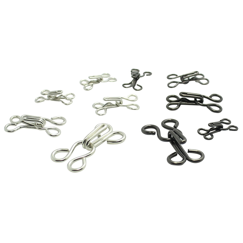 OUNONA 100pcs Sewing Hooks and Eyes Closure Eye Sewing Closure for Bra Fur  Coat Cape Stole Clothing (Silver and Black) 