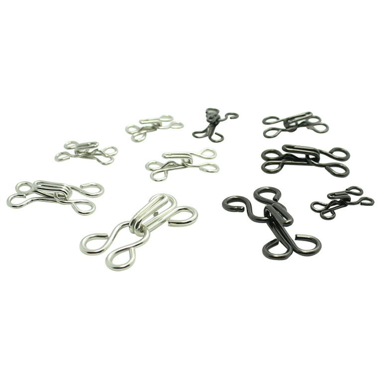 50 pcs Sewing Hooks and Eyes Closure Eye Sewing Closure for Bra Fur Coat  Cape Stole Clothing (Silver and Black) 