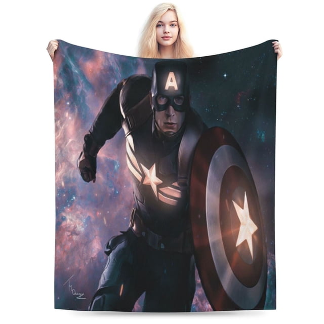 Manta del Capitán América, suave, acogedora, cálida y ligera, para sofá, cama, silla, camping, viajes, decoración, picnic, 60 x 50 pulgadas