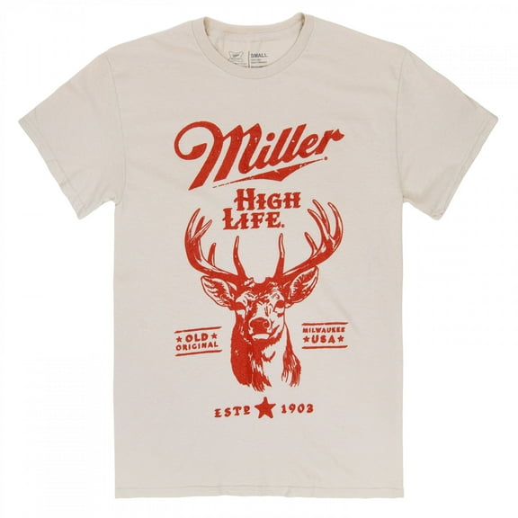 Miller High Life Vintage Deer Logo Beige Colorway T-Shirt-3XLarge