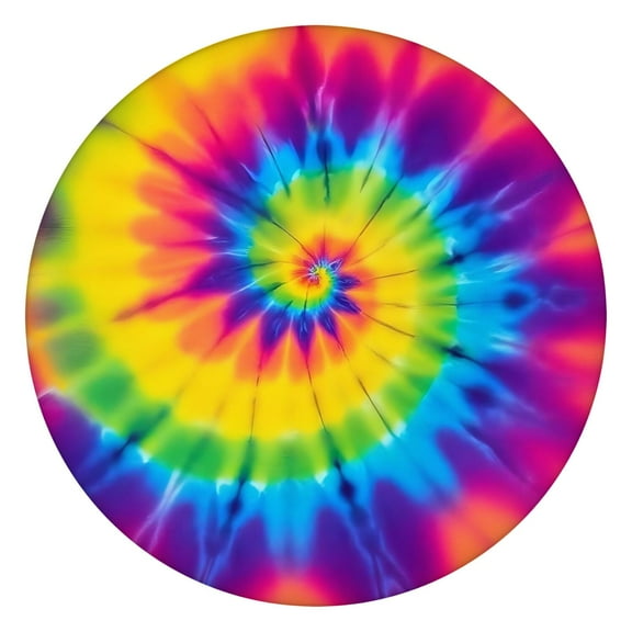 Rainbow Tie Dye Mandala Pattern Round Fitted Tablecloth with Elastic Edge,Dining Table Cover Waterproof,Outdoor Round Tablecloth for Camping,Dining,Indoor and Outdoor