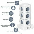thumbnail image 2 of Power Strip Tower, 12 Electrical Power Strip Sockets (2500W / 10A) with 4 USB Ports, Multi Electrical Sockets, Vertical Power Strip Surge Protector for Home Office, 3M Extension Cord, 2 of 5