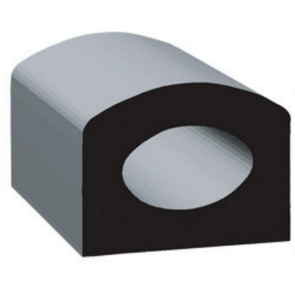 Clean Seal Door Window Channel Seal 1723H2-50 D-Type; Mounts With Acrylic Based Adhesive; Black/EPDM Ethylene Propylene Diene Monomer