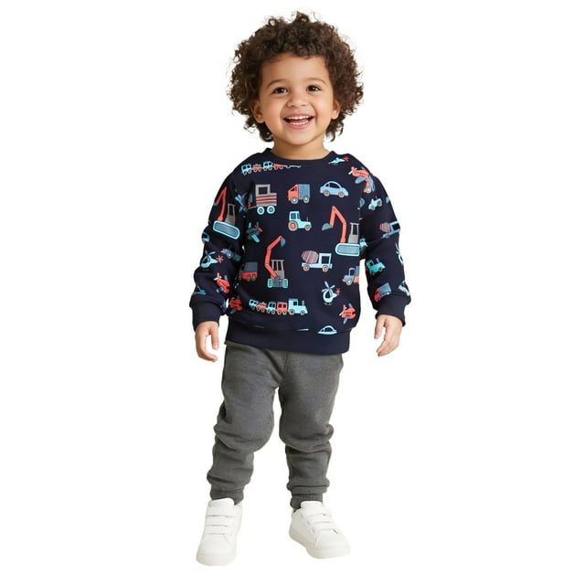 FYDUU Chandails à Capuchon et Chandails pour Garçons Enfants Chandail à Manches Longues Décontracté à Enfiler Col Rond Chandail de Mode pour Tout-Petit Hauts de Chandail Vêtements de Mode