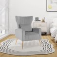 thumbnail image 4 of Costway Velvet Upholstered Wingback Chair with Lumbar Pillow & Golden Metal Legs Grey, 4 of 8