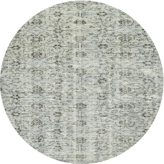 Ahgly Company Machine Washable Indoor Round Contemporary Grey Gray Area Rugs, 4' Round