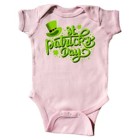 

Inktastic St. Patrick s Day Hand Lettering with Green Top Hat Gift Baby Boy or Baby Girl Bodysuit