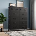 thumbnail image 6 of Tall Dresser for Bedroom with 12 Drawers, Dressers & Chests of Drawers, Fabric Dresser for Bedroom, Closet, Fabric Storage Dresser with Storage Drawers, Steel Frame, Wood Top, Charcoal Black, 6 of 17