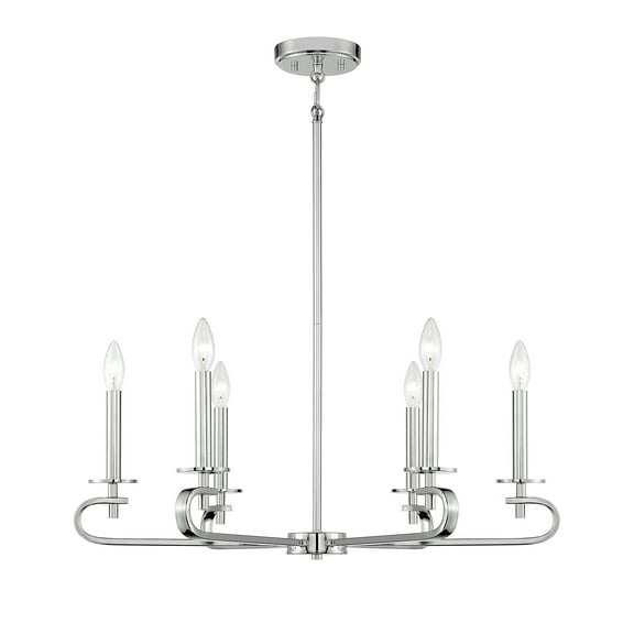 Polished Nickel Six Light Chandelier from the Torino Collection