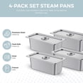 thumbnail image 2 of REJODA-Alpha Living 4 Pack Stainless Steel Steam Table Pans with Lids, 1/3 Size 6” Deep Hotel Pans for Catering, Buffet, Restaurant, or Home Use – Durable Anti-Rust Reusable Food Storage Trays, 2 of 4