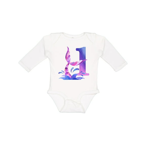 Inktastic 1st Birthday Mermaid Tail Boys or Girls Long Sleeve Baby Bodysuit