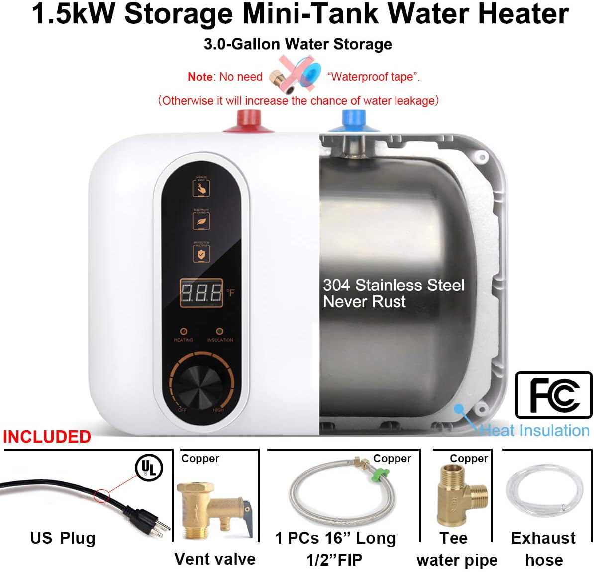Electric Hot Water Heater for Kitchen Bathroom 1.5KW Electric Hot Water Heater . 