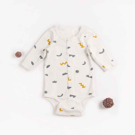 

Amidoa Long Sleeve Newborn Pajamas Boy Cotton Graphic Prints Bodysuit Toddler Girl Sets 90