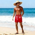 thumbnail image 2 of Ahabrexf Men's Shorts Casual Shiny Tricolor Swimming Trunks Polyester Regular Length, 2 of 5