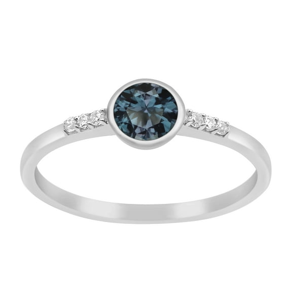 Mooneye Bezel Set 0.70 Ctw Round Shape Teal Blue Gemstone 925 Sterling Silver Solitaire Women Ring