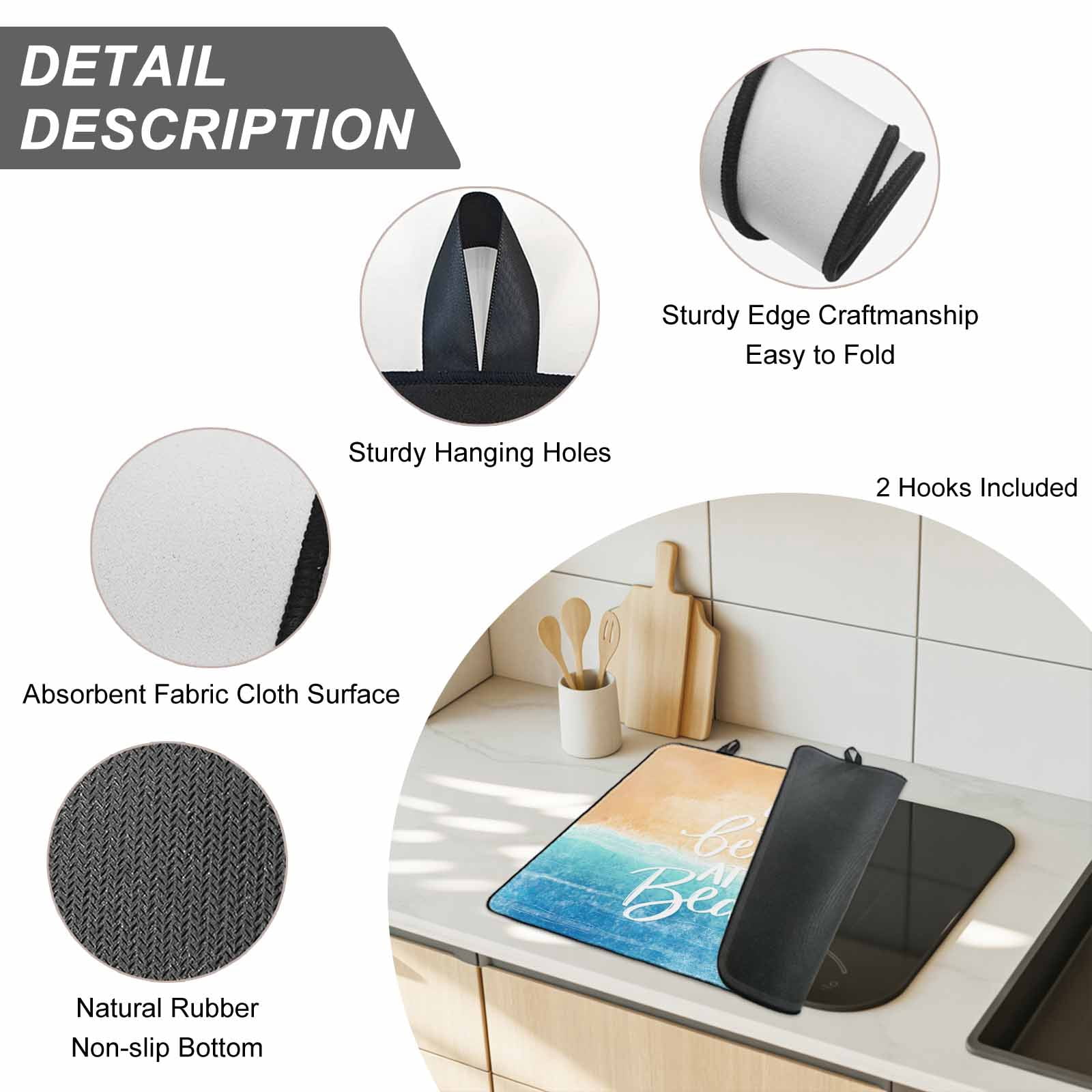 Blue Coastal Stove Top Cover for Electric Stove, Heat-proof & Non Slip Glass Top Stove Cover Protector, Life Is Better At The Beach Beach Kitchen Flat Cooktop Rubber Mat 24x21 Inches