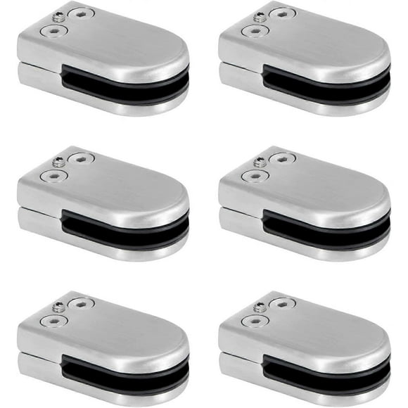 Glass Clamp,Stainless Steel 6-8mm Brackets Adjustable Glass Clip Flat Back Connection for Balustrade Staircase Handrail 6Pcs