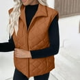thumbnail image 4 of Gpaecead Women's Sleeveless Padded Hooded Vest - Solid Color Quilted Winter Outerwear Brown, 4 of 9