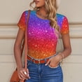 thumbnail image 4 of Goofa Rainbow Glitter Printed Women Rash Guard Short Sleeve,Tummy control Swimsuit Surfing Swimsuit Bathing Suit One Piece Swimsuit UPF 50-, 4 of 9