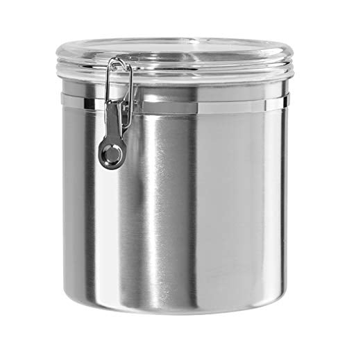 Oggi 47-Ounce Stainless Steel Canister with Clear Arylic Lid and Locking