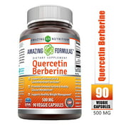 Amazing Formulas Quercetin Berberine - 250mg Berberine and 250mg Quercetin (90 Count) (Non-GMO,Gluten Free) -Potent Anti-oxidant Properties -Supports Heart Health, Energy Production, Immune Function